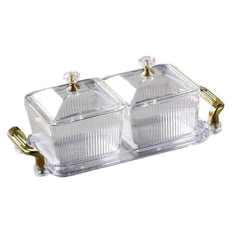 Magideal - Plato De Frutas Secas, Plato Para Servir Dividido, Caja De Almacenamiento De Alimentos Nórdica, Bandeja Para Servir Aperitivos Para El Hogar, Comedor, Borrar 2 Cuadrículas