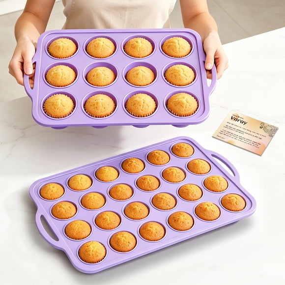 Molde de Silicona para Muffins Vnray 12 y 24 Cavidades Antiadherente Morado