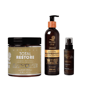 Mascara Restauradora, Locion Multiproposito Y Serum Elixir Marina Vital