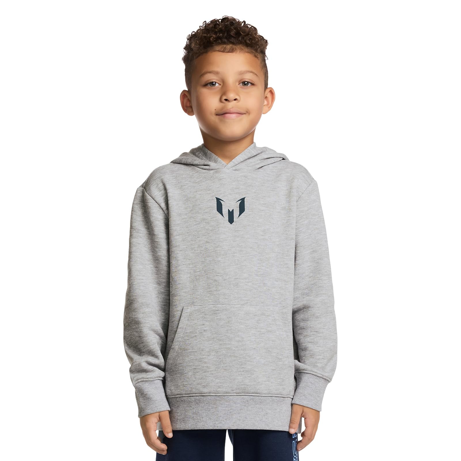 Messi - Sudadera Con Capucha Para Niño Manga Larga Fleece Gris Jaspeado Talla 5