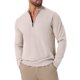 thumbnail image 4 of INSPIRE CHIC Suéter de Cuello Simulado para Hombre Color Sólido con Cremallera Cuarto Polo de Punto L Beige, 4 of 6