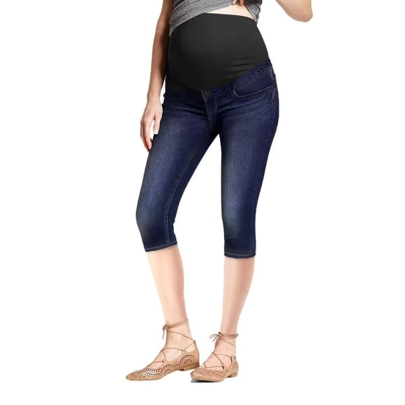 Jeans Capri de Maternidad Hybrid & Company QM5826A Lavado Oscuro (Talla M)