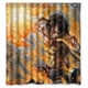 thumbnail image 1 of Cortina de ducha de baño con ganchos, diseño de niño de anime enojado luchando en el fuego, tamaño 66 x 72 pulgadas, 1 of 3