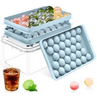 Dclobtop - Bandeja Redonda Para Cubitos De Hielo Con Tapa Y Papelera, 62 Bolas De Hielo De 3 Cm