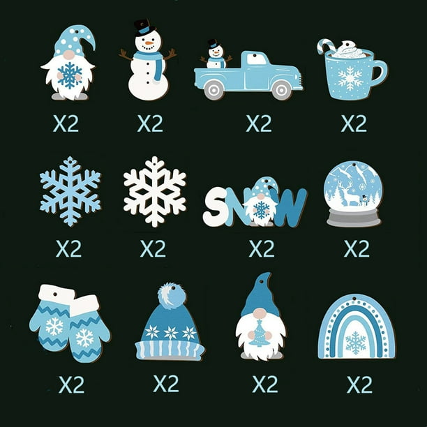 24pcs, Christmas Winter Snowman Wooden Hanging Ornaments, Tree Decorations, Yard Decoration, Yard Supplies, Party Decor, Holiday Supplies, Holiday Arrangement, Garden Decor