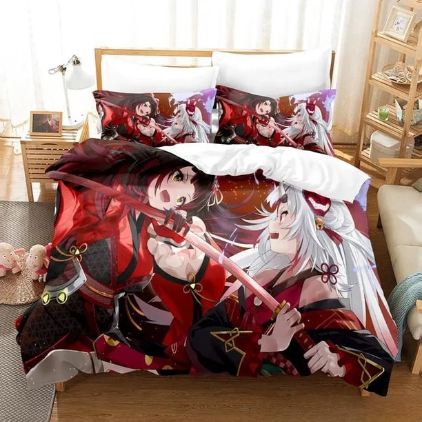 Kawaii Nakiri Ayame Bedding Set Bed Set Adult Kid Bedroom Duvet cover Sets Bed Bed Sheets