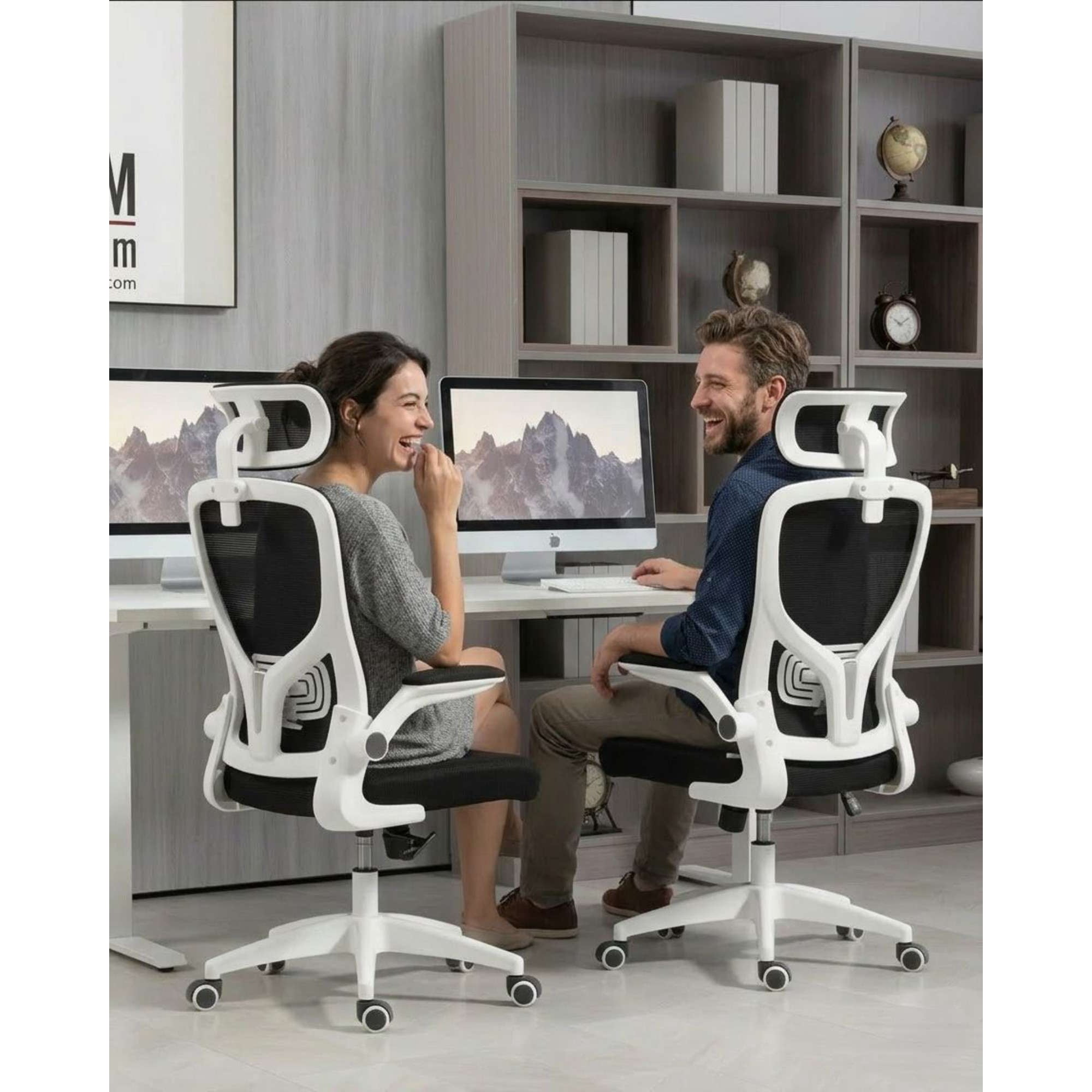 Myl Todo Hogar - Pack 2 Silla De Escritorio Ergonómica Con Cabezal Ajustable Blanco