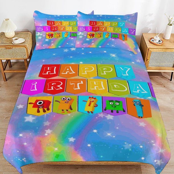 x144 Numberblocks Bed Duvet Cover Microfiber Bedding Sets 3D Printed Lightweight 3 Piece Comforter Sets, 1 Duvet Cover And 2 Pillow Shams for Kids Boys Girls 79"x90" jn144