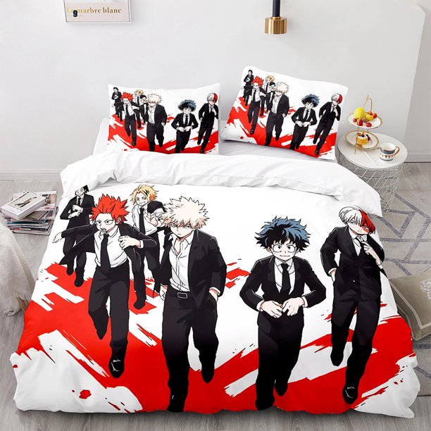 My Hero Academia Bedding Set Duvet Cover Comforter Pillowcase Boys Girls Adults Bedroom Bed Sheets