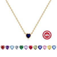 Collar Heshpaws S925 Sterling Silver Pink Diamond Corazón Rosa Con Caja De Regalo