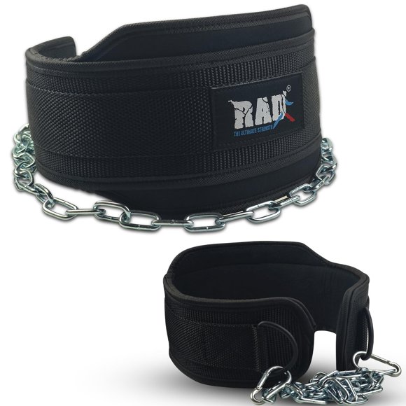 Cinturón de Lastre RAD para Hombres – Material Cómodo de Neopreno y Nylon, Cinturón de Sentadillas con Cadena para Peso, Cinturón de Entrenamiento de Cintura para Pull‑ups y Dips