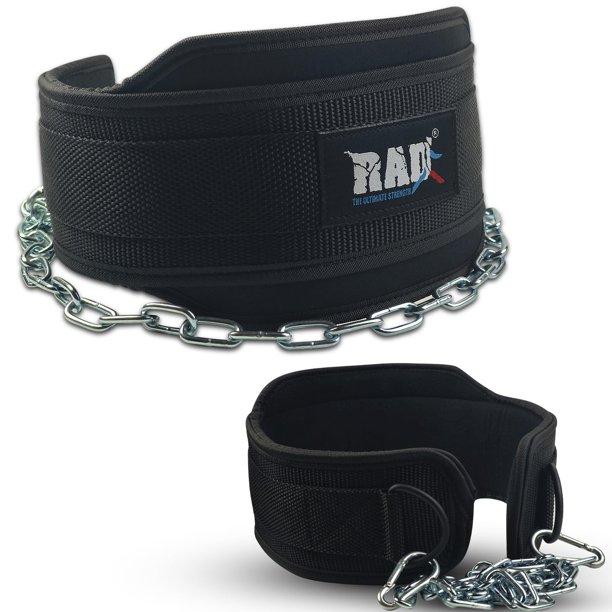 Cinturón de Lastre RAD para Hombres – Material Cómodo de Neopreno y Nylon, Cinturón de Sentadillas con Cadena para Peso, Cinturón de Entrenamiento de Cintura para Pull‑ups y Dips