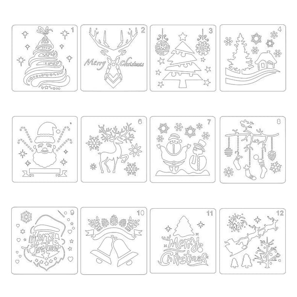 12x Plantillas De Navidad Plantilla Copo De Nieve Artesanía Para Pintar Vacaciones Navidad