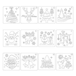 Bothyi - 12X Plantillas De Navidad Plantilla Copo De Nieve Artesanía Para Pintar Vacaciones Navidad
