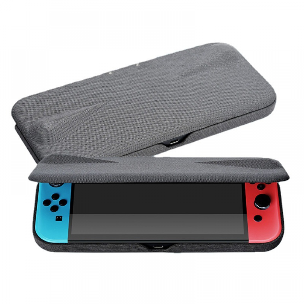 Genérico - Funda Protectora Rígida Compatible Con Nintendo Switch Lite Con Soporte Giratorio, Cierre Magnético Y Diseño A Prueba De Golpes-Gris