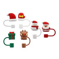 Bothyi - 6 Uds. De Tapas Navideñas Con Puntas De Paja, Cubiertas De Silicona Para Feliz Navidad, Tapas De Paja De 10Mm