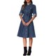 thumbnail image 1 of INSPIRE CHIC Vestido de Mezclilla para Mujeres Regreso a Clases Manga Larga Abotonado Línea A con Cinturón Clásico Vestidos de Jean S Azul Oscuro, 1 of 6
