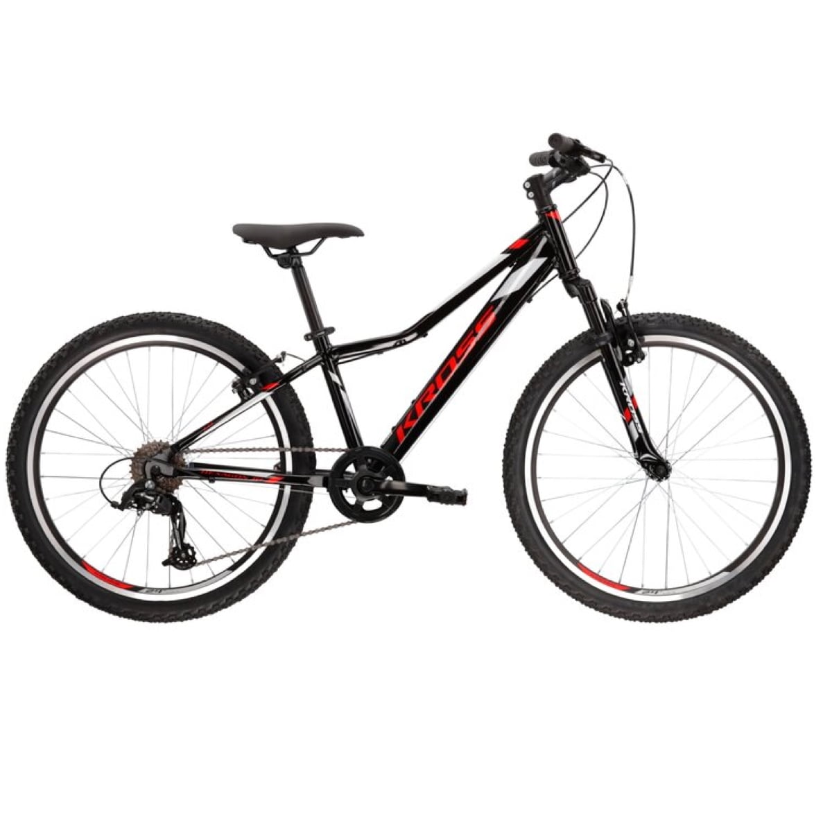 Bicicleta Mtb Infantil Kross Hexagon Jr 1.0 Sr Black Red Silver