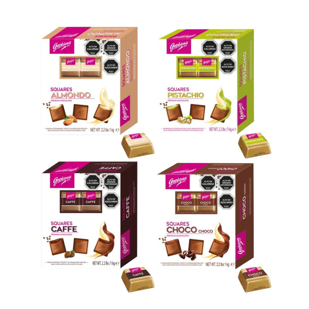 Goplana - Pack 4 Cajas Bombones 1kg Pist+café+almen+choco