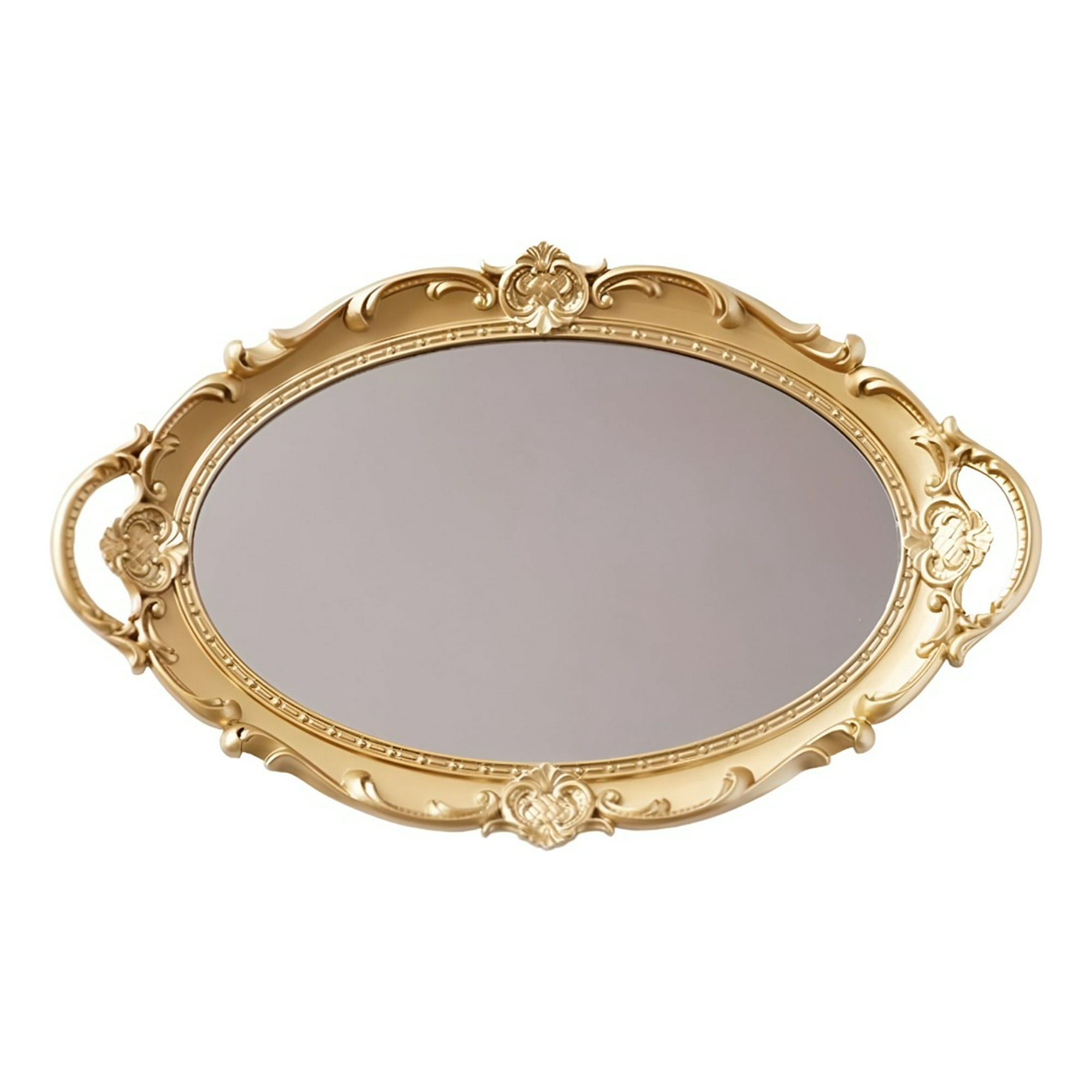 Genérico - Set 2 Bandeja Espejo Dorada Decorativa Organizador Jhn