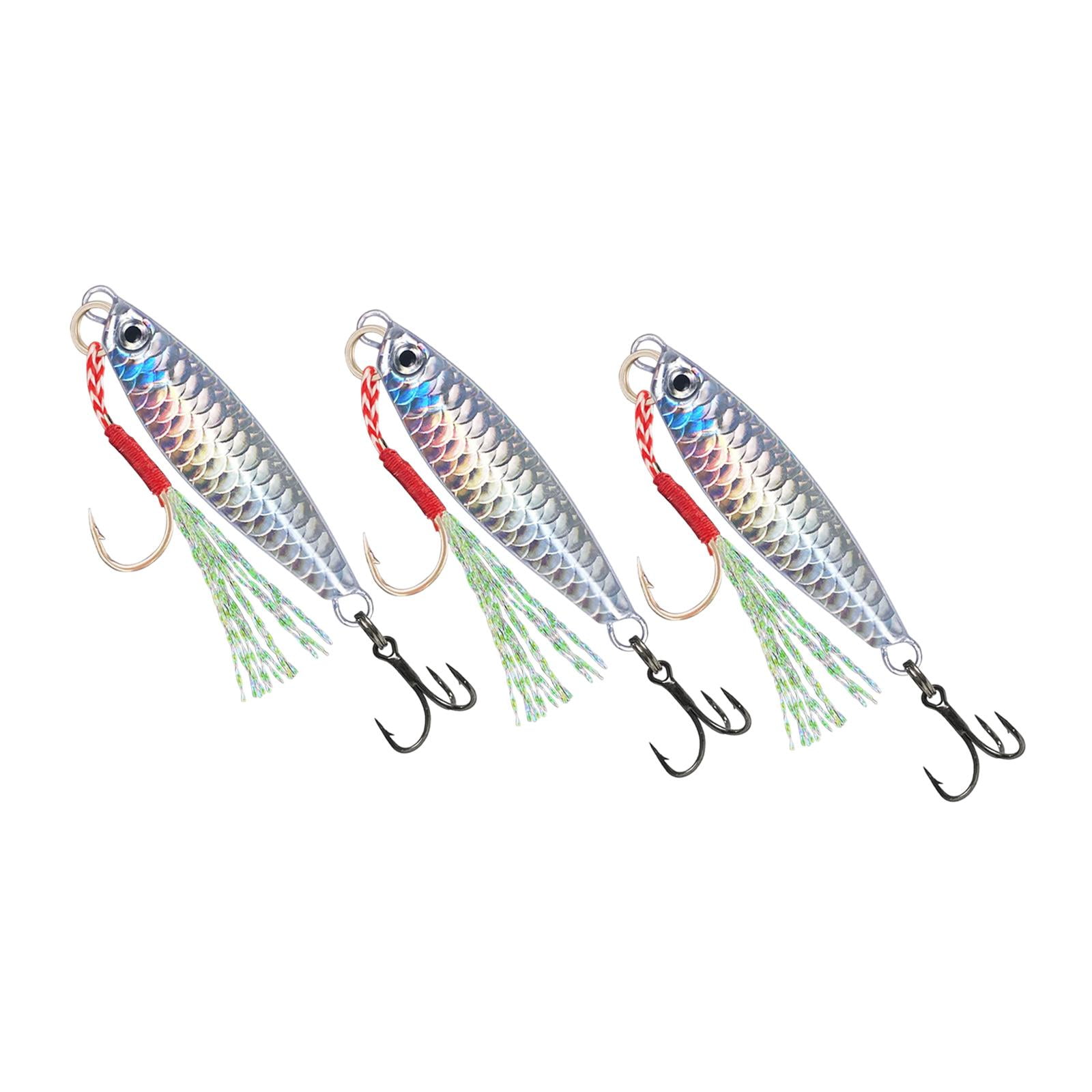 Magideal - 3x Señuelos De Pesca, Señuelos Jigging, Señuelos Duros De Agua Dulce, Señuelo De Hundimiento Simulado, Aparejos De Pesca, Cebos De Pesca, Plantillas Plata