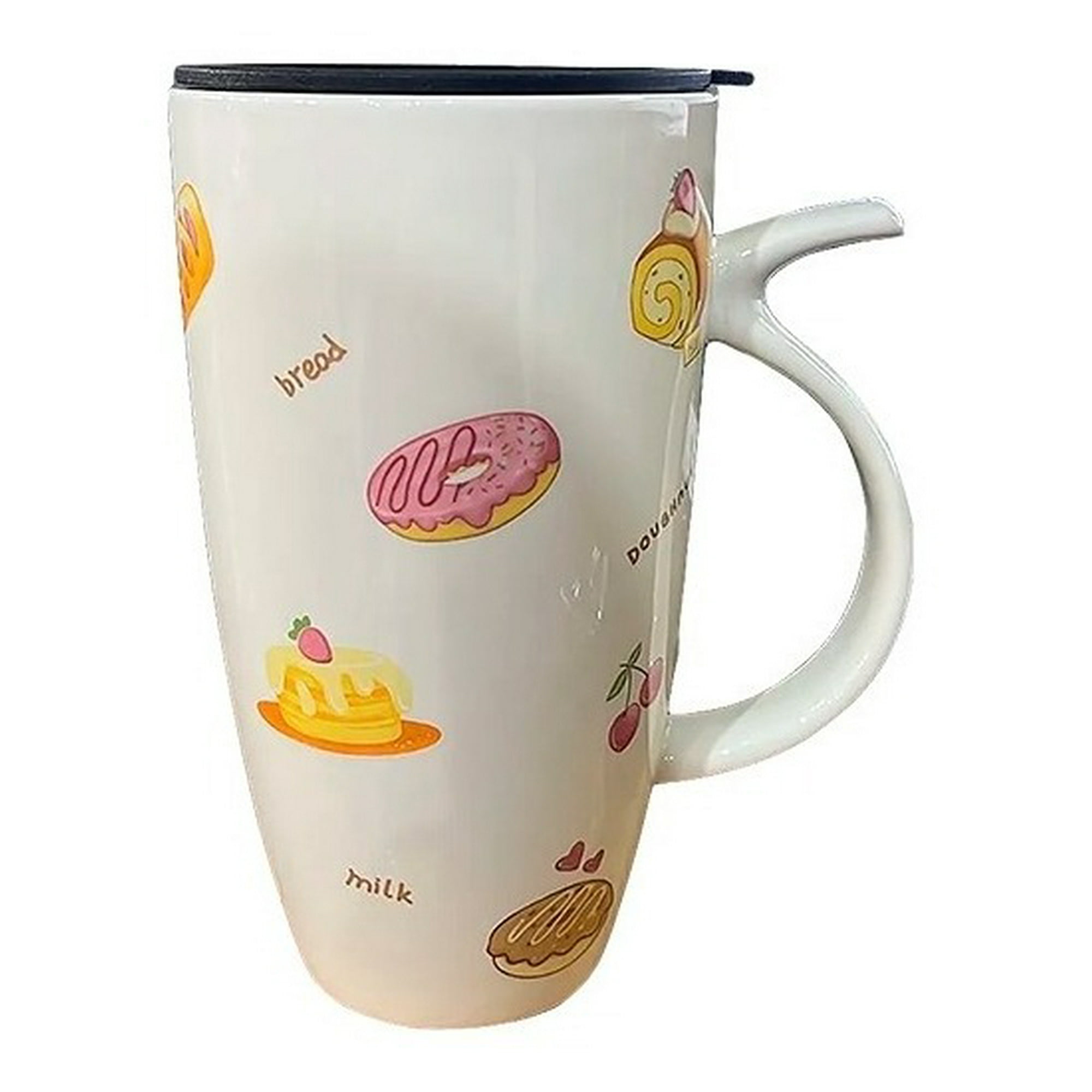 Genérico - Taza Cafe Ceramica Tapa Diseño Comidas Desayuno 600ml