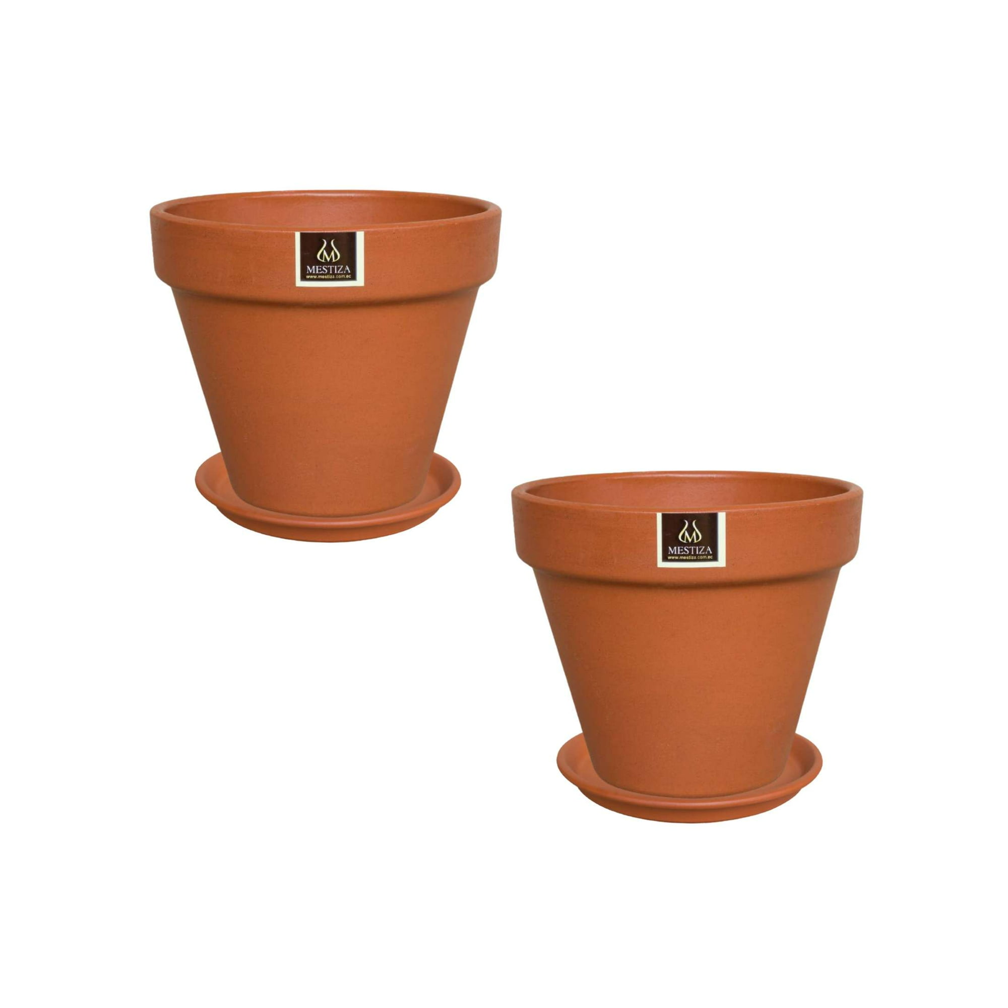 Pottery - Set De 2 Maceta Kony 15cm Terracota Y Sus Platos