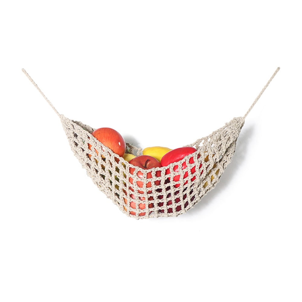 Xusx111 - Colgante Hammock De Fruta Debajo Del Gabinete - Hammock De Fruta - Almacenamiento De La Cesta De Algodón Tejido A Mano Para Productos, Plátano - Decoración De Cocina Boho Para Más Espacio De