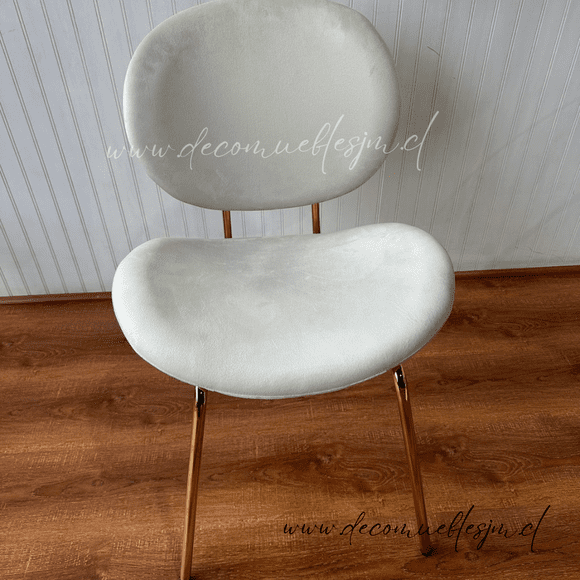 Silla Laure Velvet Gold - Blanco
