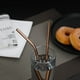 thumbnail image 4 of Utensilios portátiles, juego de cubiertos para viajes y camping, 8 piezas que incluye cuchillo, tenedor, cuchara, palillos, cepillo de limpieza y pajitas, estuche portátil, juego de cubiertos de acero, 4 of 7
