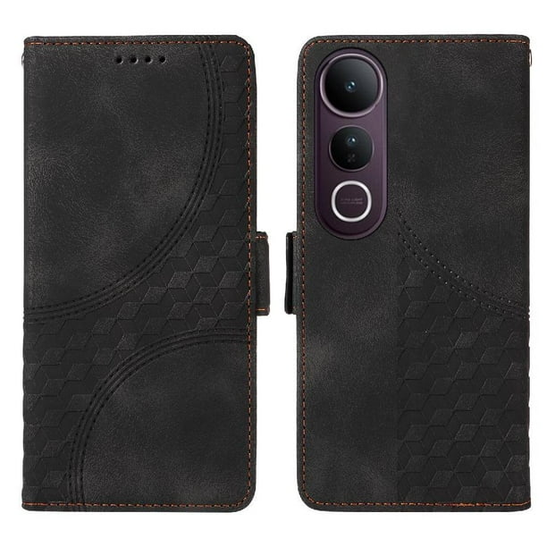 Carcasa FOXDOCK Vivo V50 Lite de cuero PU, diseño acolchado clásico, protección contra caídas y rayones