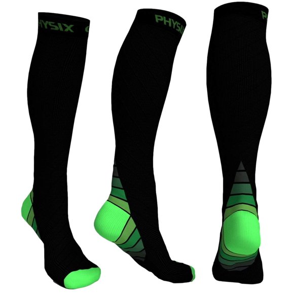 Calcetines de Compresión Physix Gear L/XL Negro/Verde