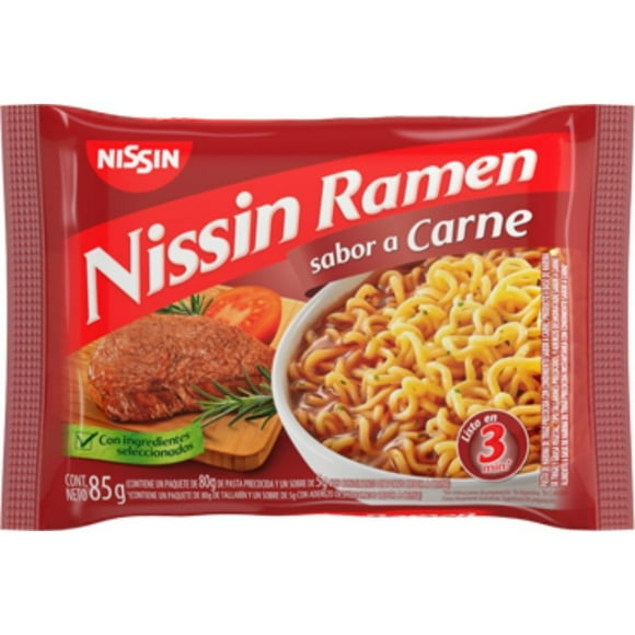 Pasta Fideos instantáneos Ramen Sabor Carne Bolsa, 85 g