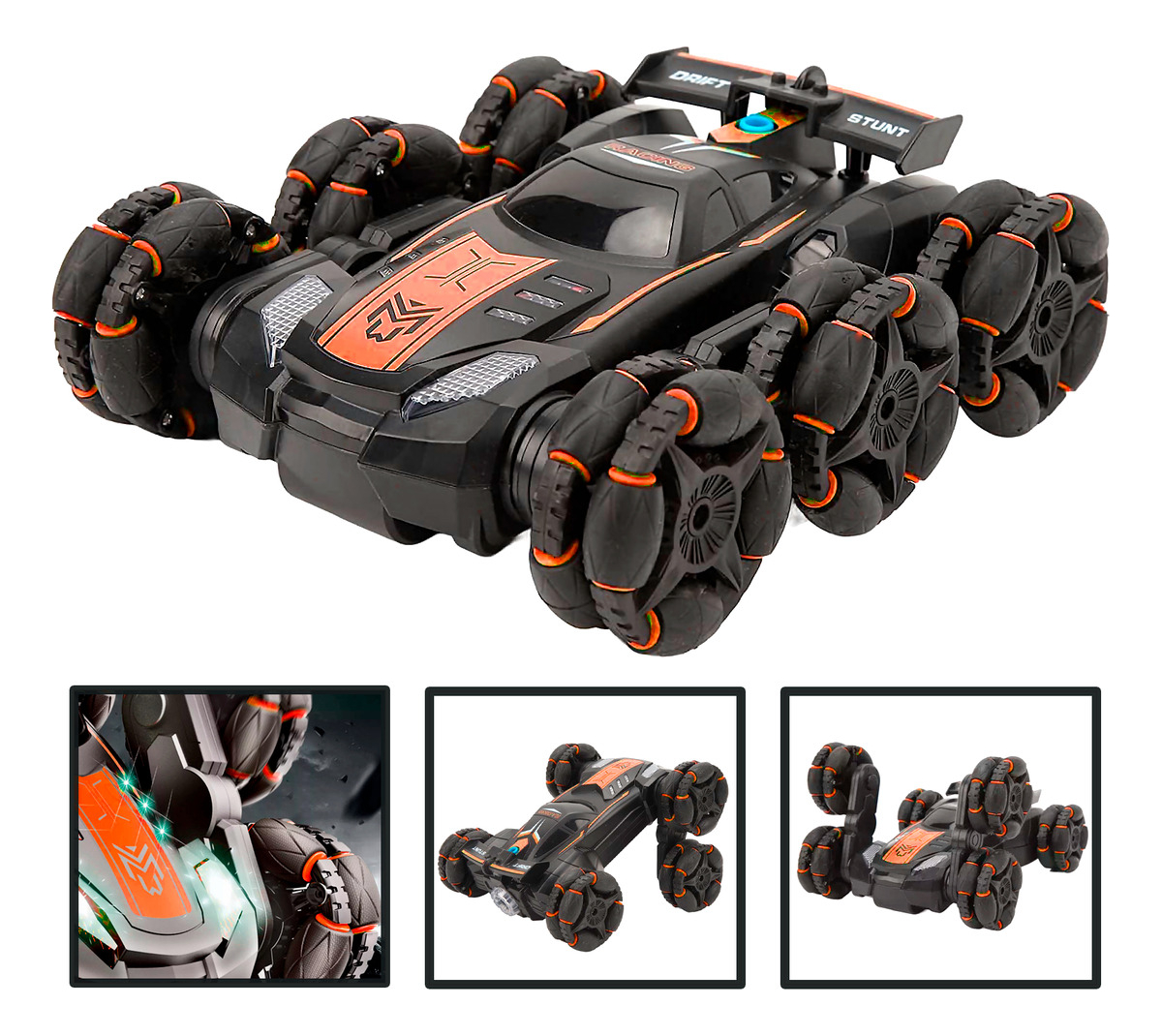 Genérico - Auto De Acrobacia Rc Stunt Car 6 Ruedas Luz Sonido 24Ghz N