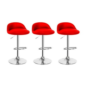 Global Latin Group - Pack 3 Piso Bar Taburete Giratorio De Altura Regulable Rojo