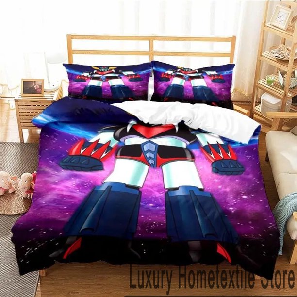 v464 Bed Sheets Goldorak Grendizer UFO Robot Bedding Set,Duvet Cover Bed Set Quilt Cover Pillowcase,King Queen Twin Size Boy Girl Adult 3-Piece Bedding Set (1 Duvet Cover + 2 Pillow Shams) Bed Sheets