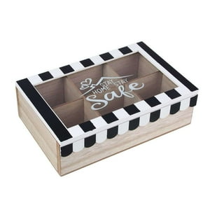 Oem - Caja De Té Mediana De Madera 6 Espacios Con Home Safe