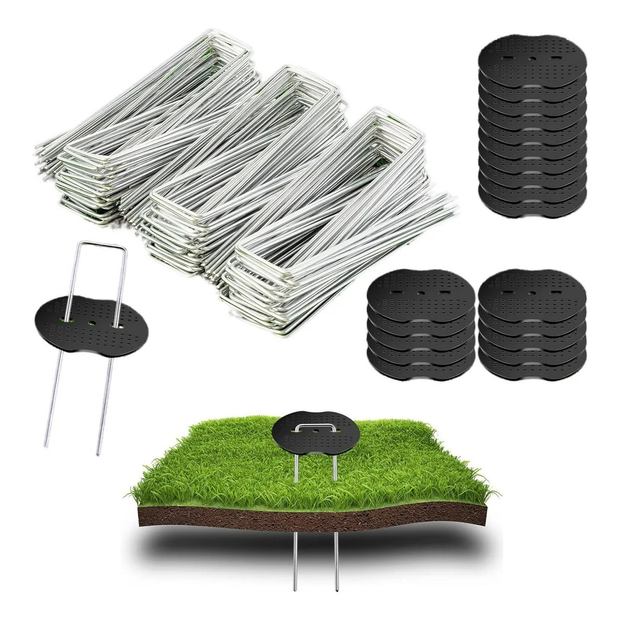 Genérica - 50pcs Estaca Jardín Grapas Y Juntas Paisajísticas Galvanizadas Plateado + Junta * 50pcs