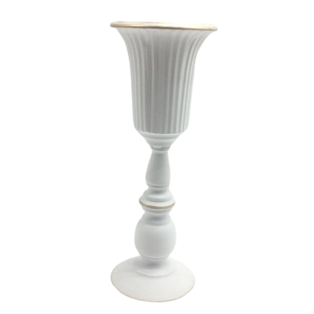 Flores de metal Florero Titular de maceta Brote Planta de interior Maceta Centros de Flores artificiales Vela para casa de campo Bonsai hogar y j Blanco