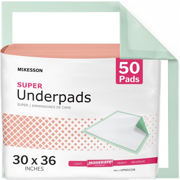 Almohadillas McKesson Super 76 x 91 cm, 50 unidades, absorbencia moderada