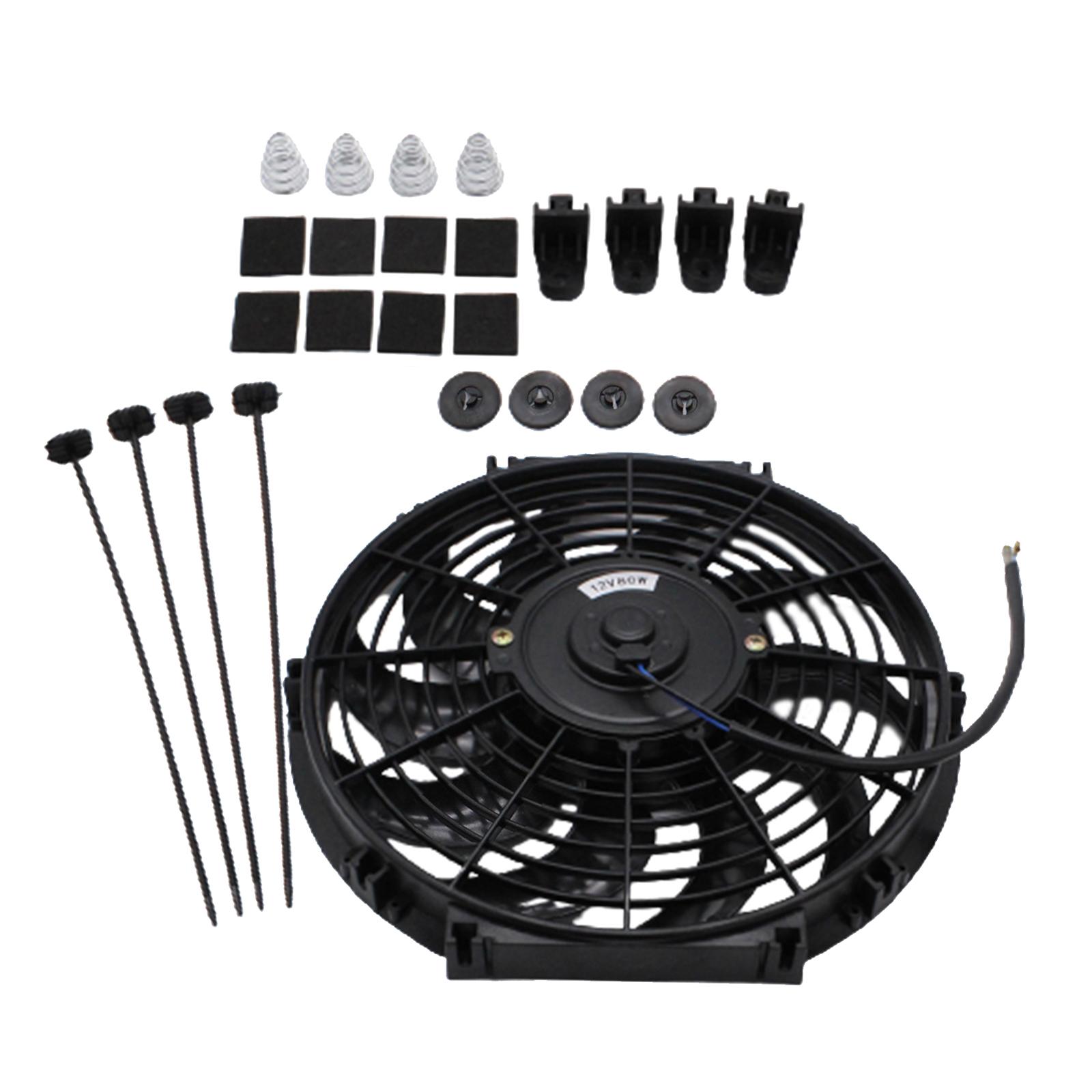 Magideal - Ventilador De Radiador Eléctrico De 12 ""Con De Montaje, Fácil Instalación, 12V, 80W, Ventilador Delgado De Empuje Y Tracción De 10 Aspas Curvo Anc