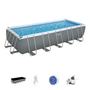 Bestway - Piscina Power Steel Gris Oscuro 6.40M X 2.74M X 1.32M Pool Set / 19,281 L Gris Oscuro Único