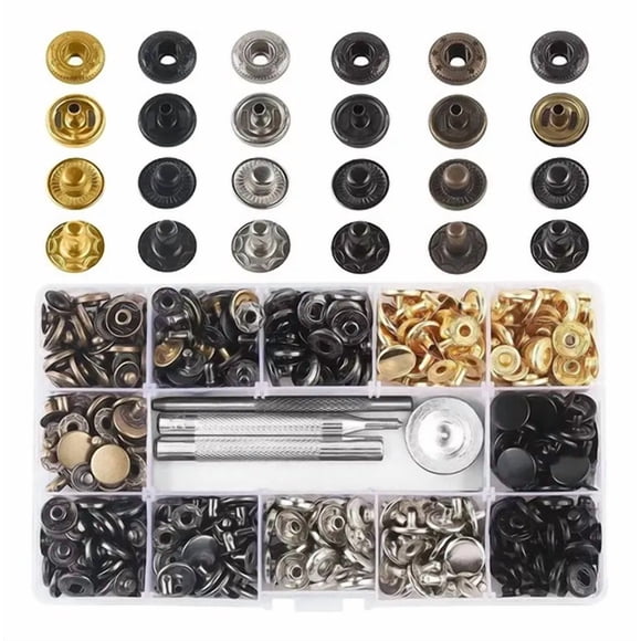 Set Broches Metálicos De Presión 6 Colores 132 Pcs Para Ropa