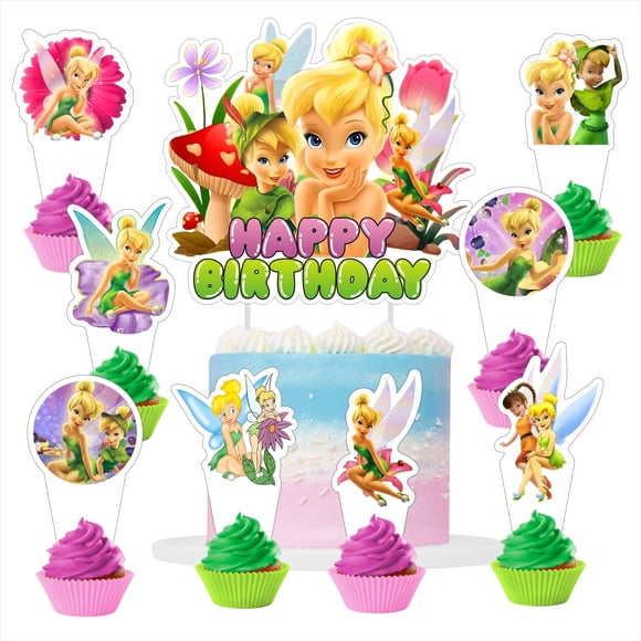 Kuailaihai 25 piezas de adornos para pastel de cumpleaños con temática de hadas y caricaturas
