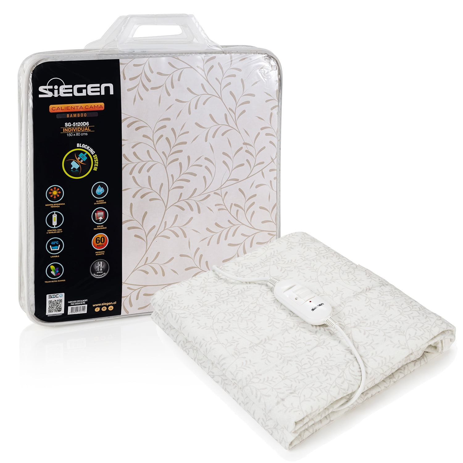 Calienta Cama Siegen Sg-5120d6 1 Plaza (150 X 80 Cms)