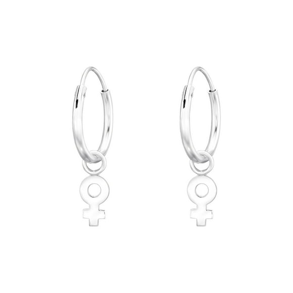 Aros Colgantes Plata 925 Simbolo Genero Femenino Plateado