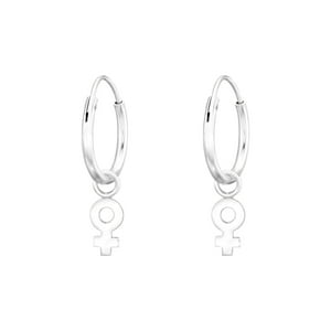 Genérico - Aros Colgantes Plata 925 Simbolo Genero Femenino Plateado