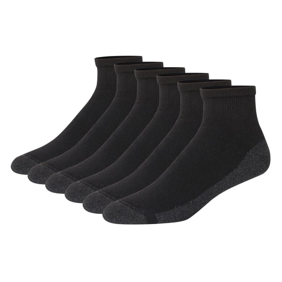 Calcetines Hanes Max Cushion Ankle para hombre, paquete de 6 pares, negro/gris