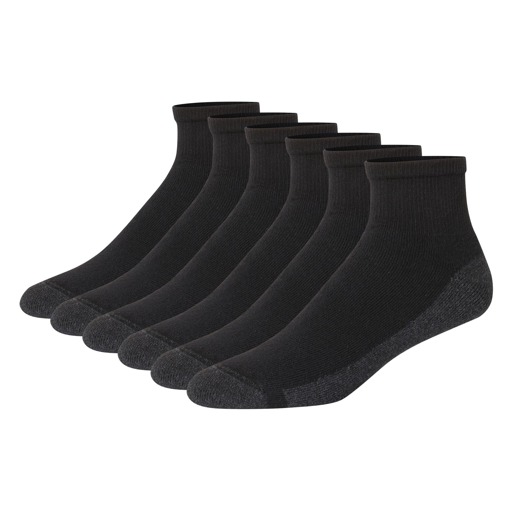 Calcetines Hanes Max Cushion Ankle Para Hombre, Paquete De 6 Pares, Negro/gris