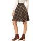 thumbnail image 3 of Falda corta de línea A con cintura elástica de tartán vintage a cuadros para mujer con diseño clásico para usar en otoño e invierno Marrón Sello XL, 3 of 7